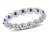 1/6 Carat (ctw) Lab-Created Blue Sapphire Eternity Band Ring in 10K White Gold